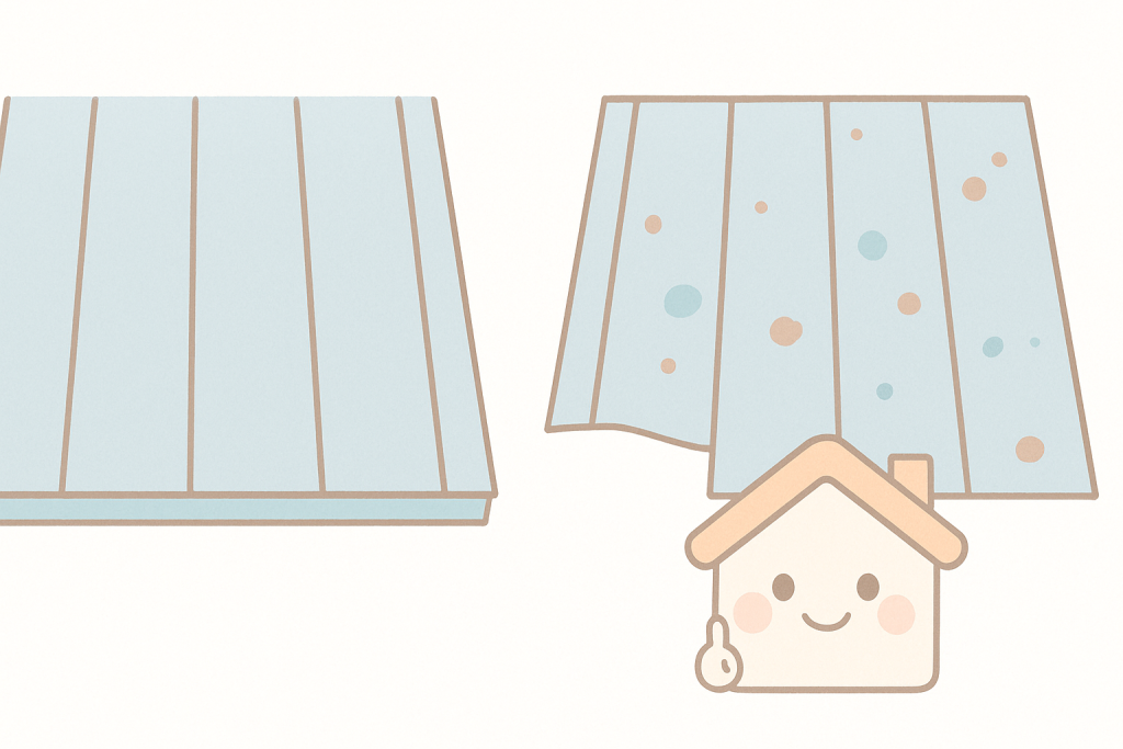 金属屋根（ガルバリウムとトタン）の違いを比較したイラスト