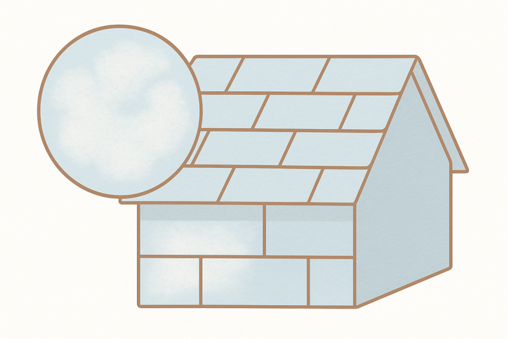 白化したスレート屋根表面の説明イラスト（チョーキング症状）