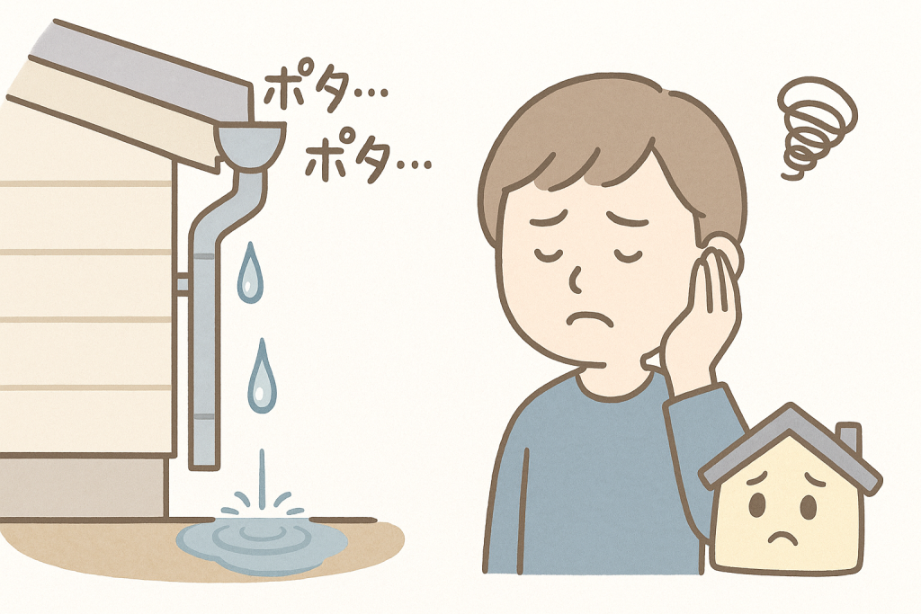 雨樋から落ちる水の「ポタポタ音」で人がストレスを感じている様子