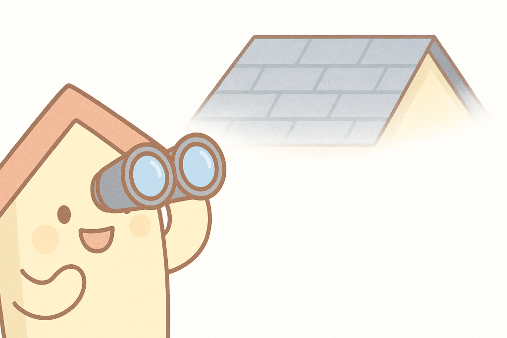 双眼鏡で屋根をチェックする京キャラのイラスト