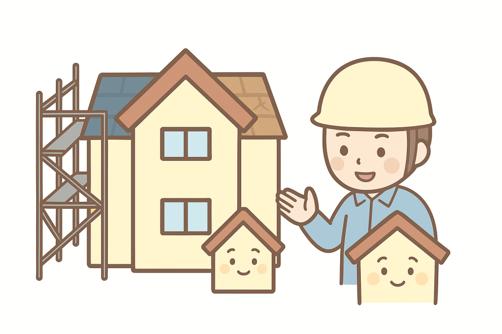 屋根修理で足場が必要になるケースを説明するイラスト