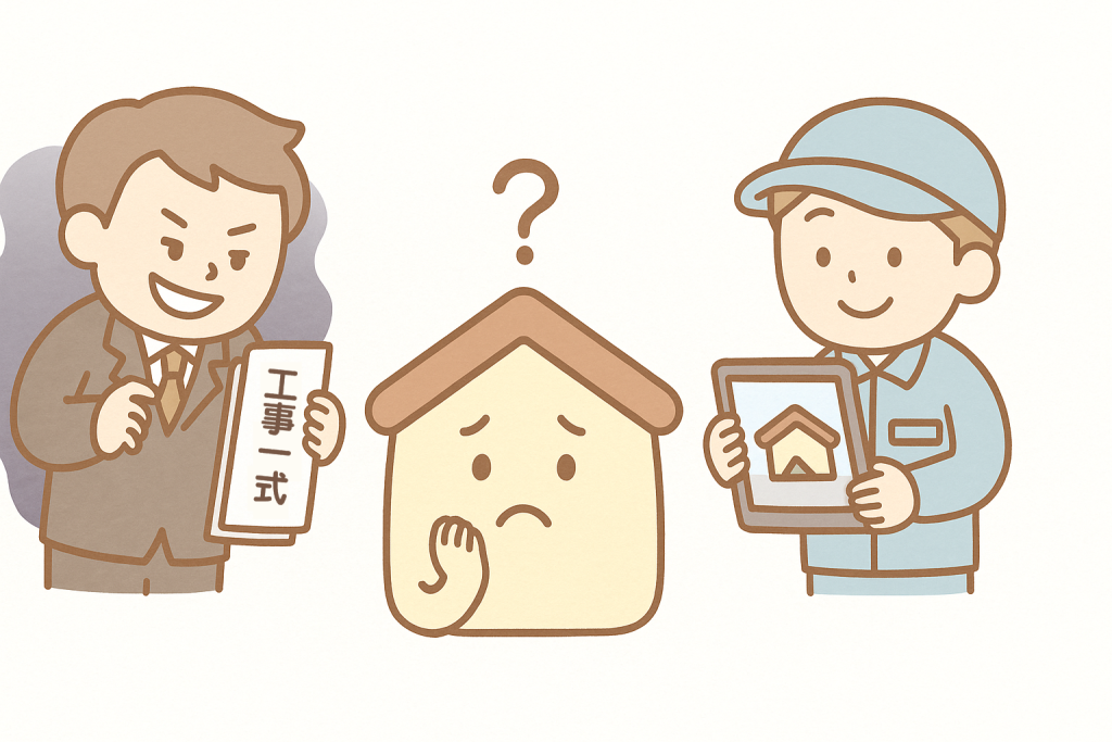 悪徳業者と優良業者を比較したイメージイラスト