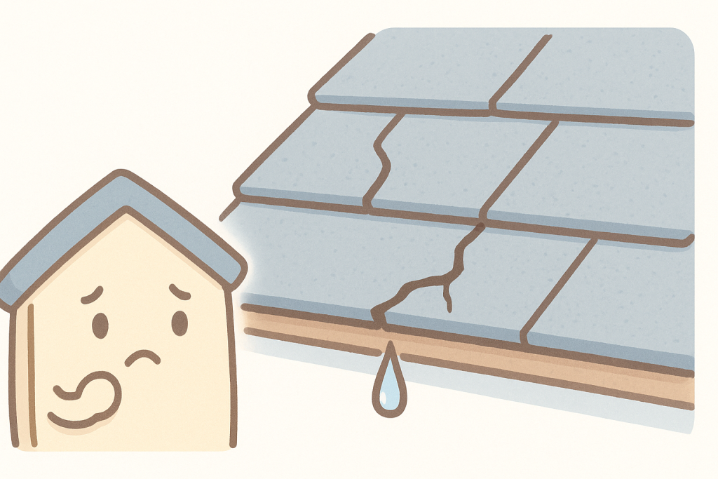 スレート屋根のひび割れを示すイラスト