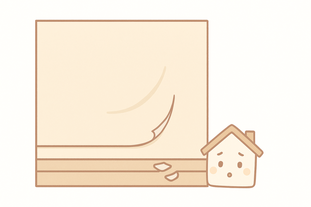 雨漏り前兆として壁紙が浮いたり波打ったりしている状態のイラスト