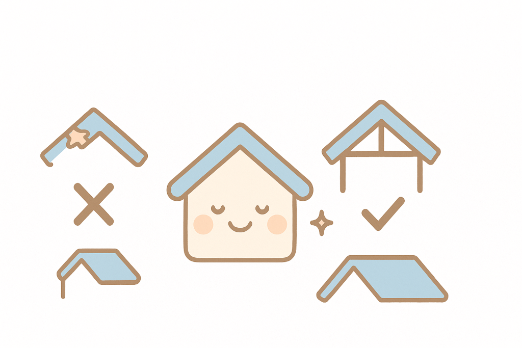 部分補修と根本修理を比較し安心する家キャラクターのイラスト