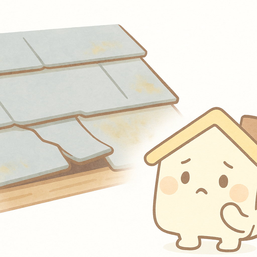 スレート屋根が反って浮いている様子のイラスト