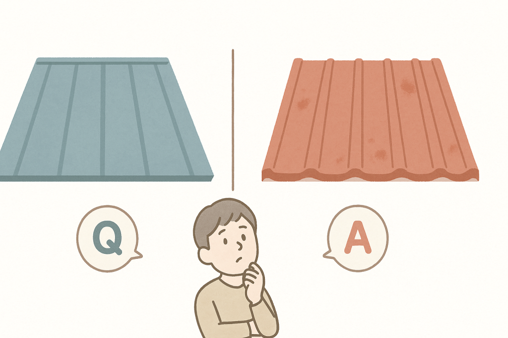 ガルバリウム鋼板とトタン屋根の違いを比較したイラスト
