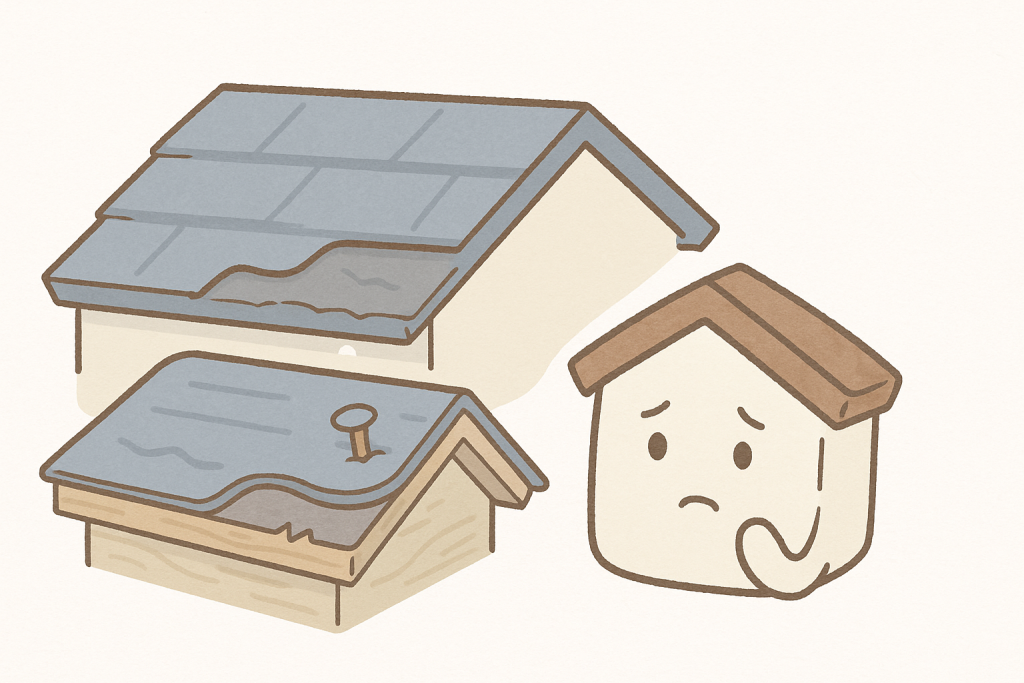 ルーフィングの劣化状態を説明する図解イラスト