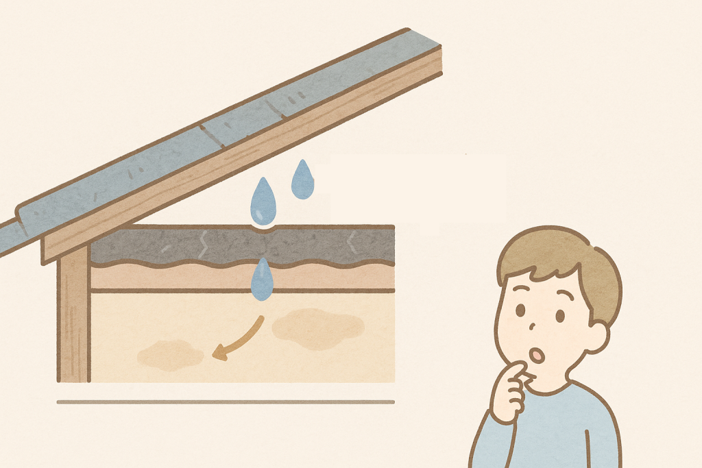 築20年以上で進む屋根内部の劣化（防水シートの弱り・雨水侵入の流れ）