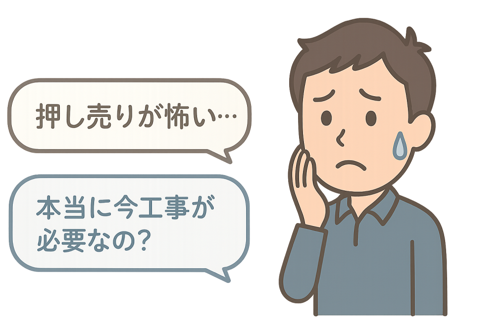押し売りが怖い。本当に今工事が必要なの？と不安な人