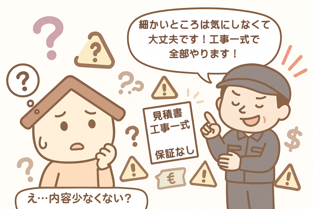工事一式で不適切な見積りの屋根業者