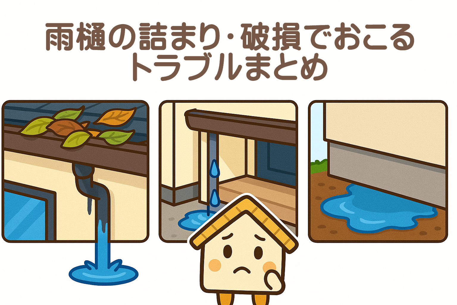 雨樋の詰まり・破損で起こるトラブルまとめ