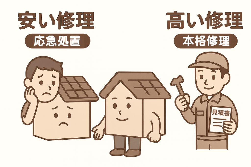 高い修理額と安い修理額の比較画像