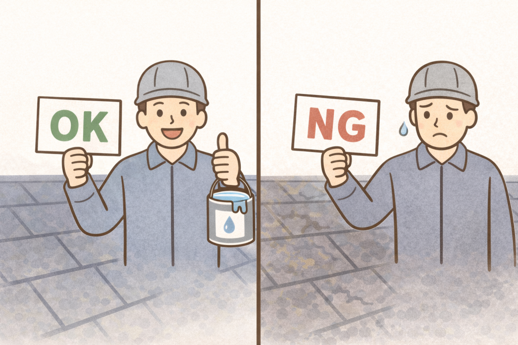 スレート屋根の症状別に塗装可否を見極めるイメージ
