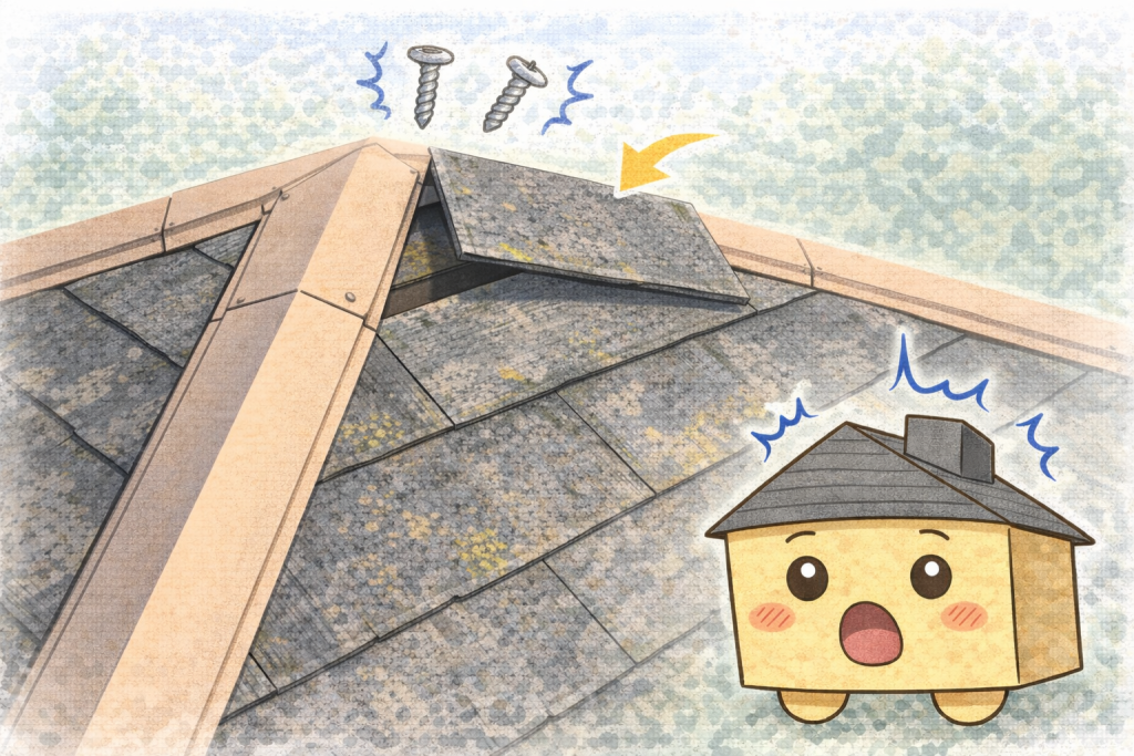 スレート屋根のズレの例