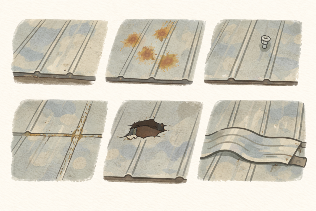 金属屋根の色あせ・サビ・ビス浮きなど劣化症状を一覧でまとめたチェックリスト