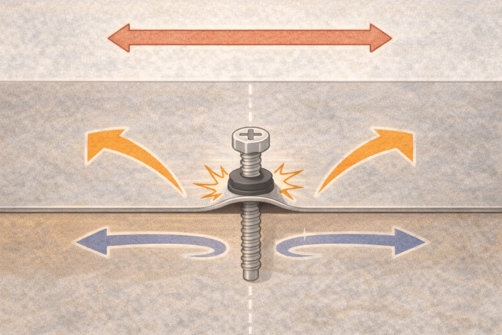 気温差による熱膨張と収縮で金属屋根に負担がかかる仕組み