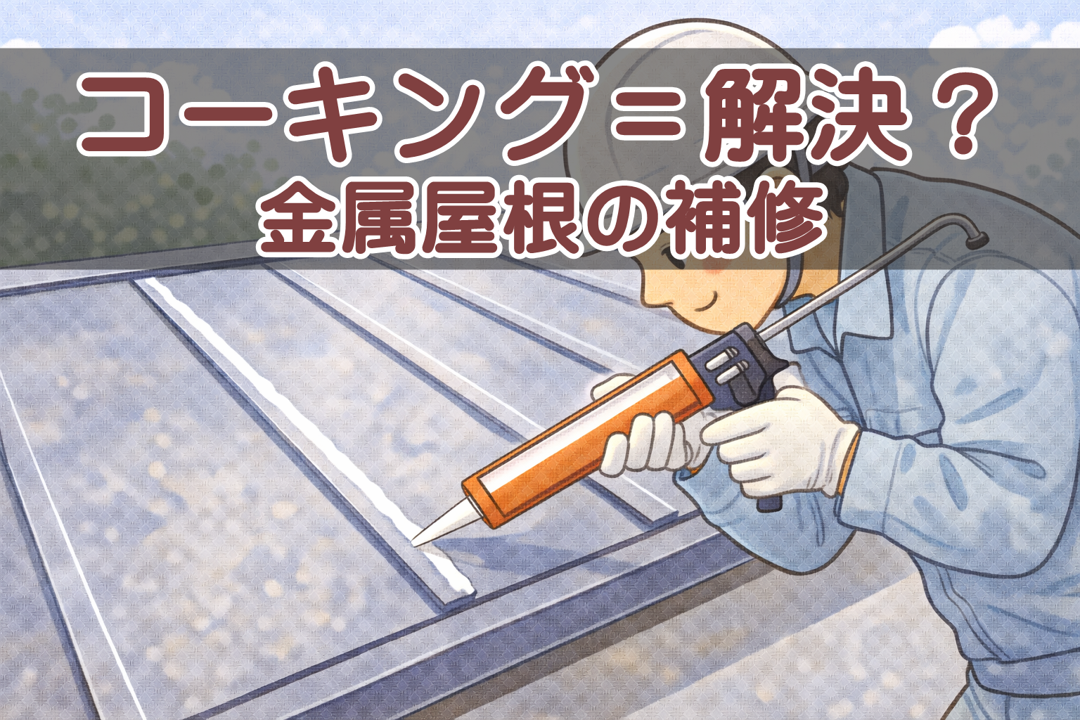 金属屋根にコーキング補修が施されているイメージ