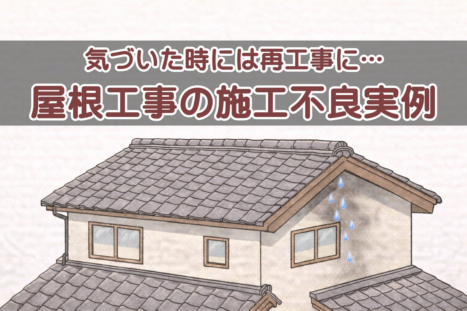 屋根工事の施工不良によるトラブル例を示すイメージ