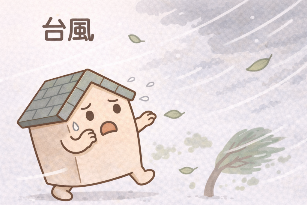 台風後に屋根の異変が出始めた状態のイメージ
