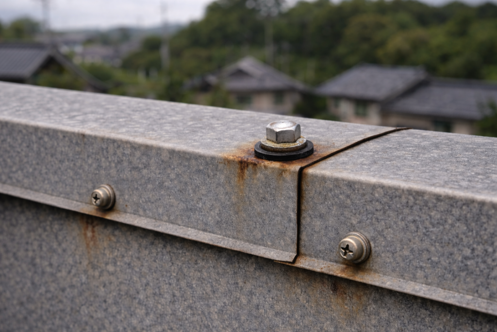 金属屋根のビスが浮き、固定力が弱くなっている状態