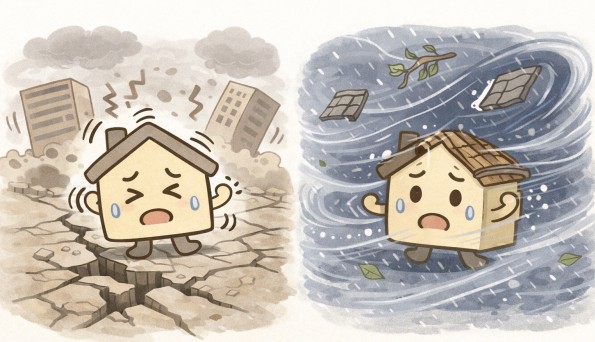 台風や強風によって被害を受けた瓦屋根の状態