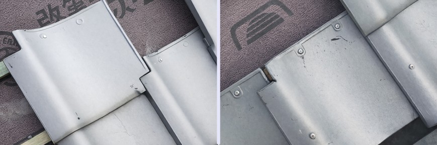 防災瓦と金具固定による耐震施工の瓦屋根構造