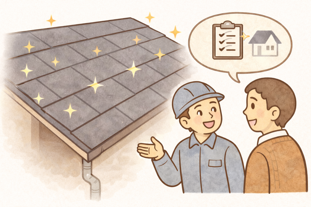 定期メンテナンスされたスレート屋根