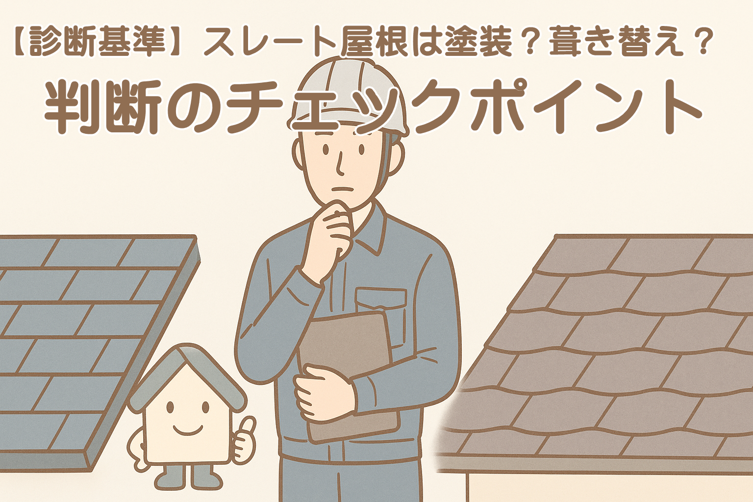 スレート屋根は塗装か葺き替えかを判断する診断イメージ