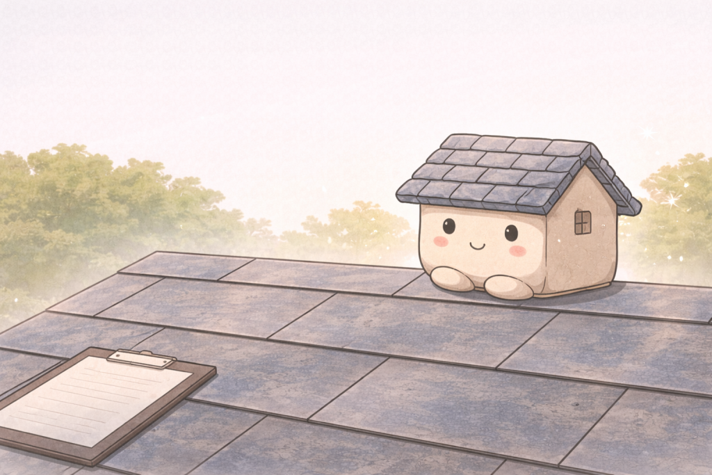 スレート屋根の高圧洗浄について落ち着いて判断する京キャラのまとめイメージ
