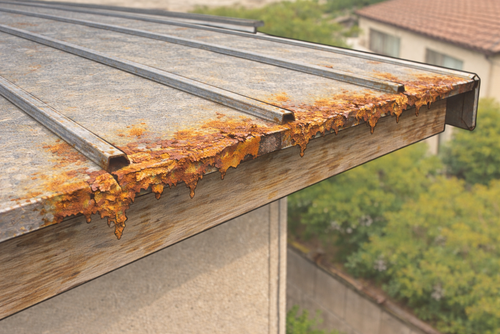 金属屋根でサビが発生しやすい軒先・継ぎ目・ビス周りの位置