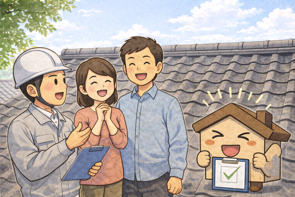 瓦屋根の点検後に安心して暮らせる状態のイメージ