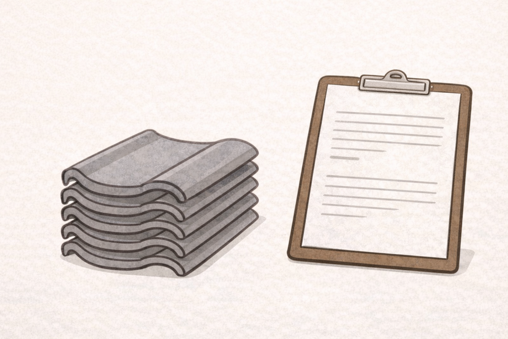 瓦屋根の材料保証の対象となる瓦や屋根材のイメージ