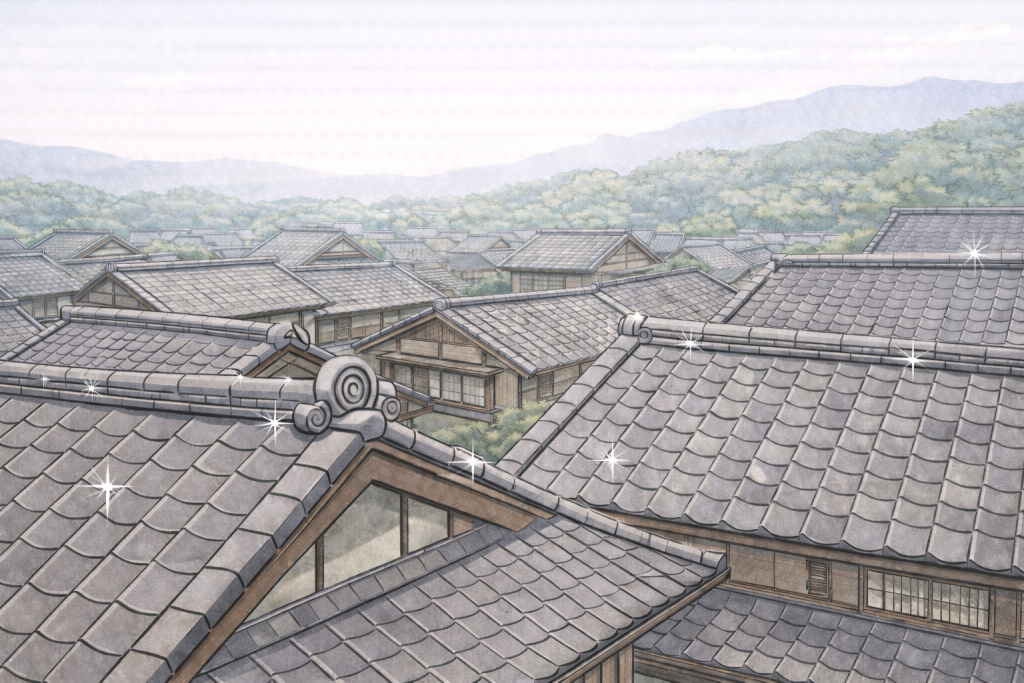 定期的に点検され良好な状態を保つ瓦屋根のイメージ