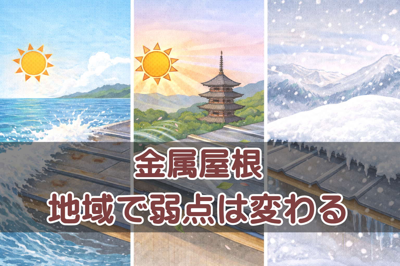 地域によって弱点が異なる金属屋根のイメージ