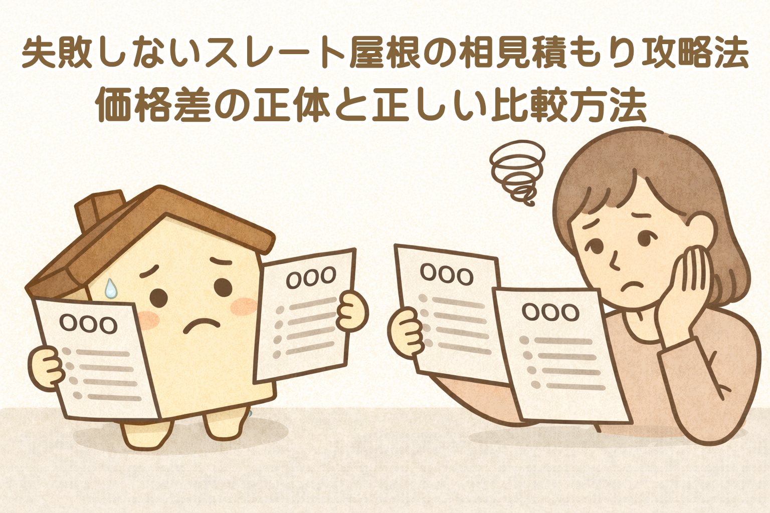 スレート屋根の相見積もりで迷う様子