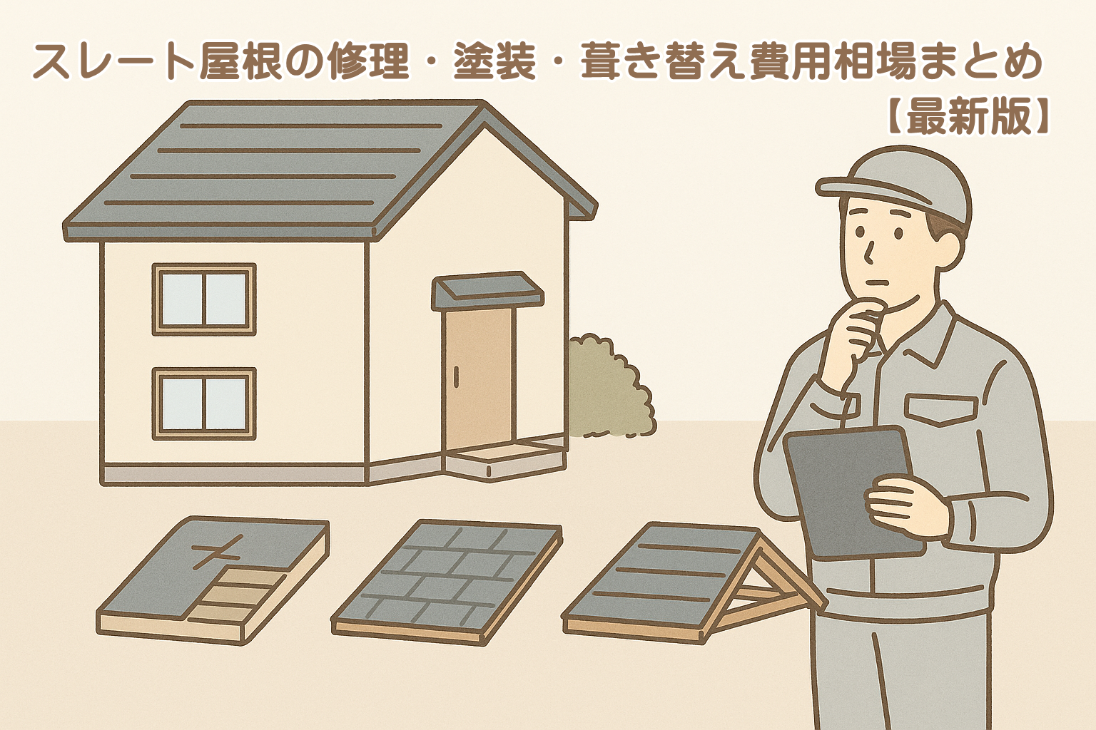 スレート屋根の修理・塗装・葺き替え費用相場を解説するイメージ