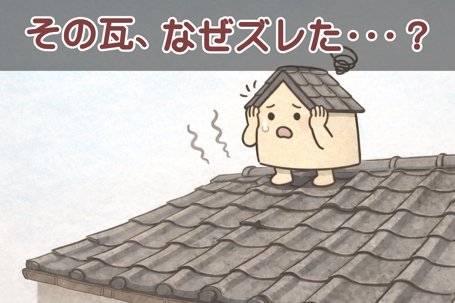 地震や台風、経年劣化によってズレが生じた瓦屋根の状態