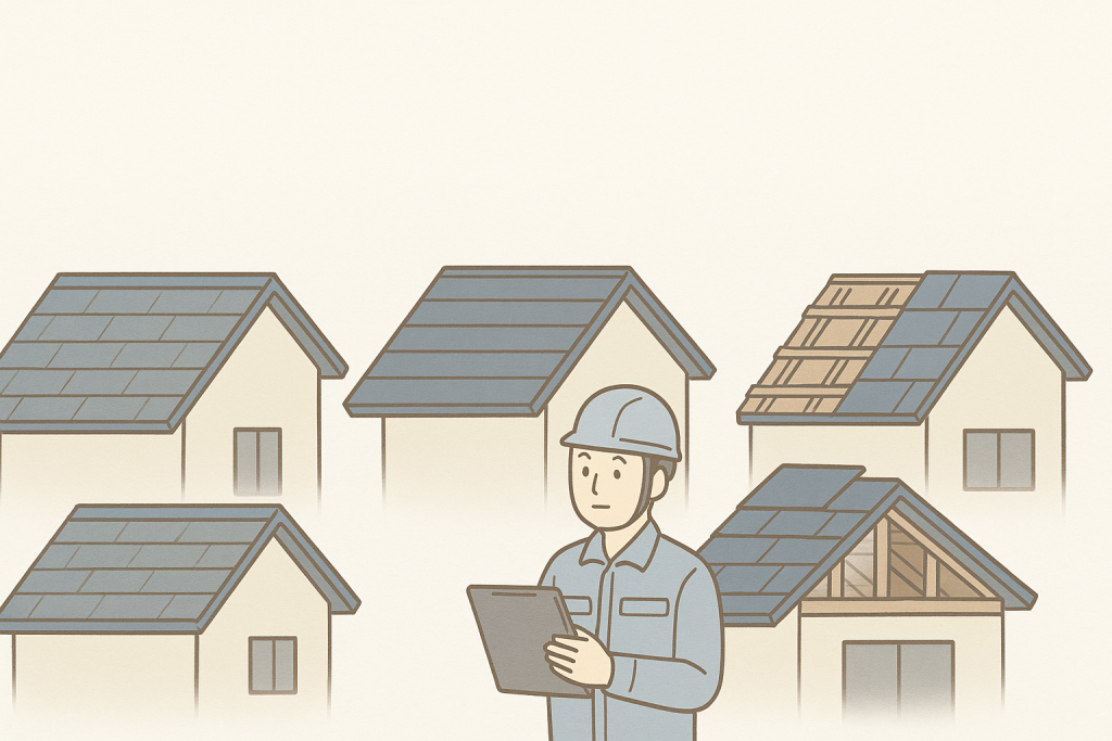 スレート屋根の塗装・カバー工法・葺き替えを比較したイメージ