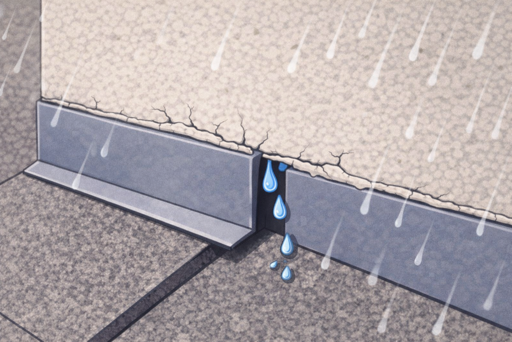 劣化したコーキングに隙間ができ雨水が入りやすくなる状態