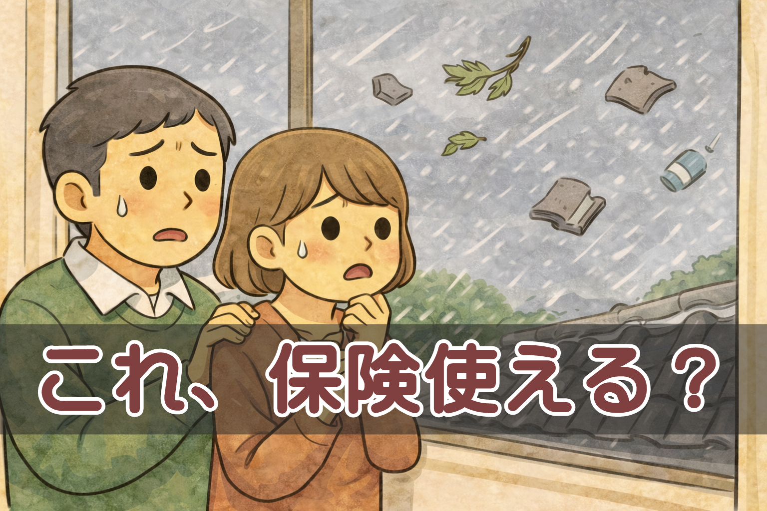 瓦屋根修理に火災保険が使える条件を示したイメージ
