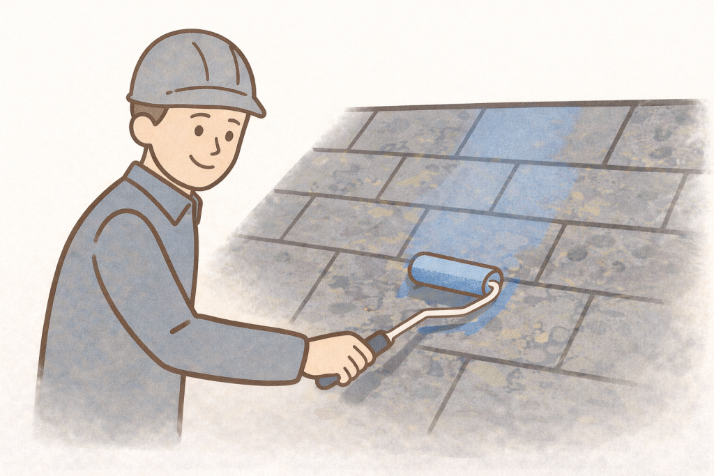 スレート屋根の塗装によるメンテナンスを示すイメージ
