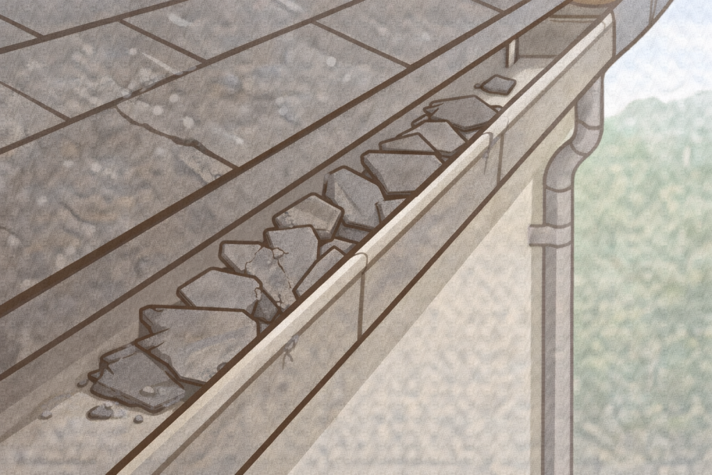 雨樋に現れるスレート屋根劣化の兆候