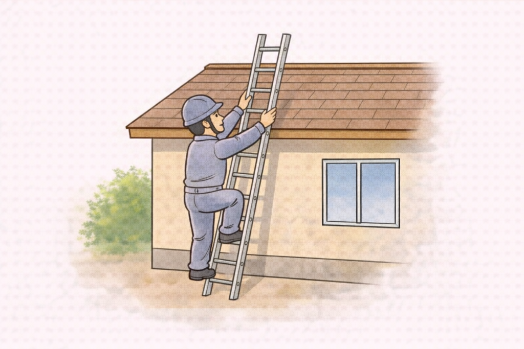 職人による目視点検の様子