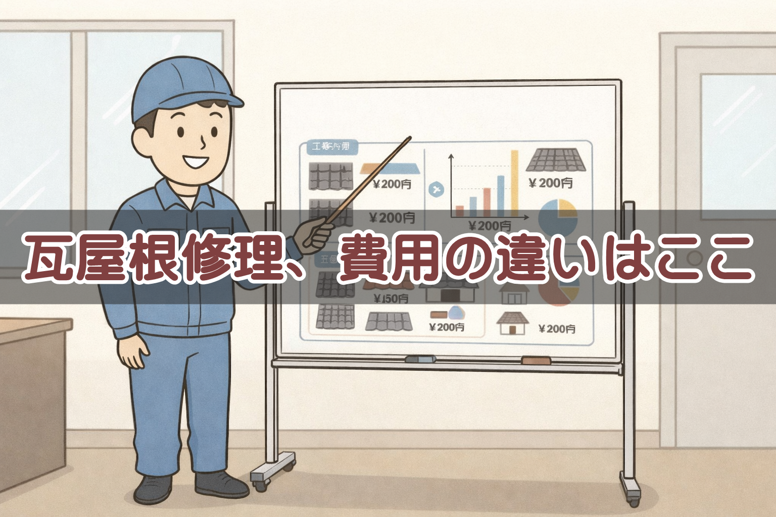 瓦屋根修理の費用相場を工事別に比較した一覧イメージ