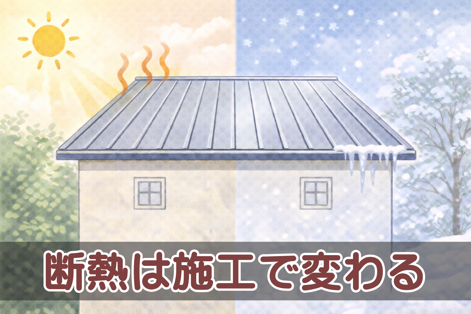 施工方法によって断熱性能が変わる金属屋根のイメージ