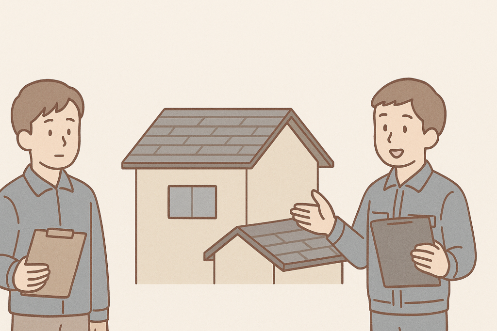 同じスレート屋根でも業者によって説明内容や判断が異なるイメージ
