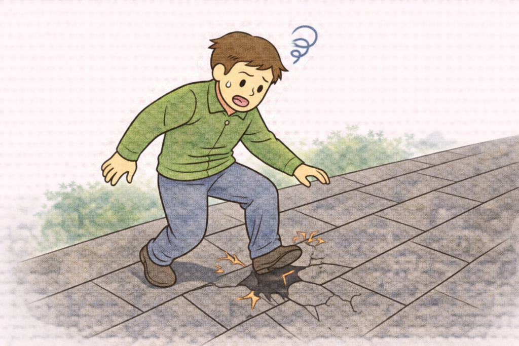 屋根に上って割れてしまったスレート