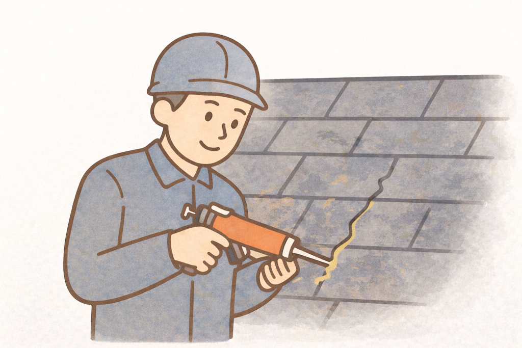 スレート屋根の部分補修を行うイメージ
