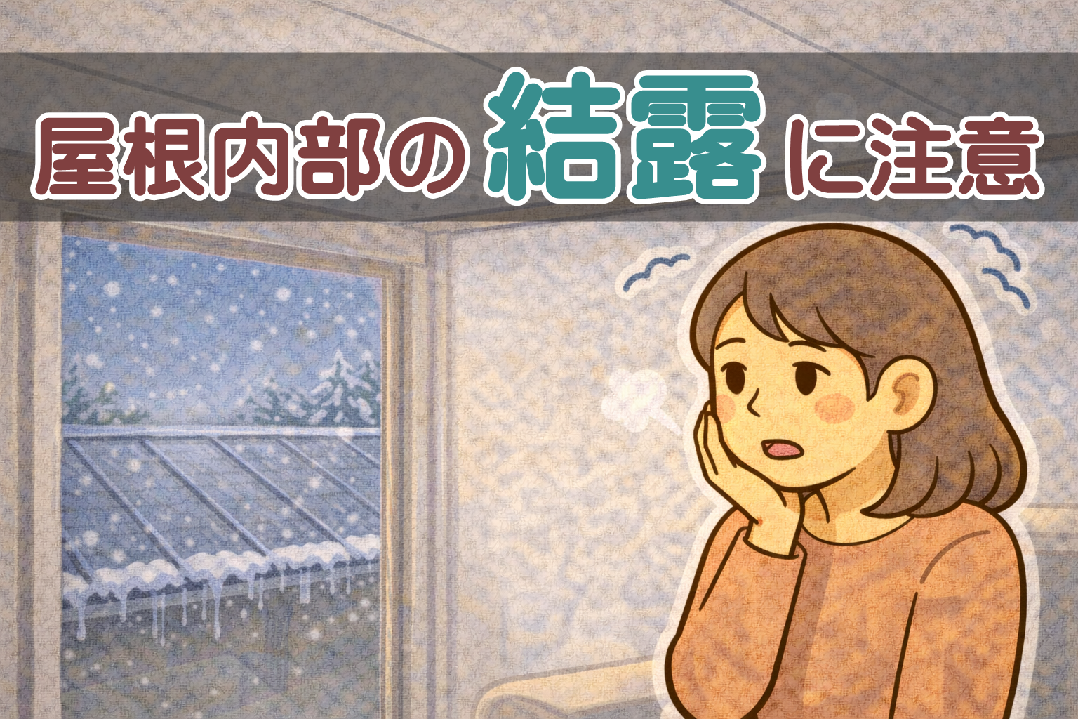 金属屋根の家で結露の違和感に気づいている住人の様子